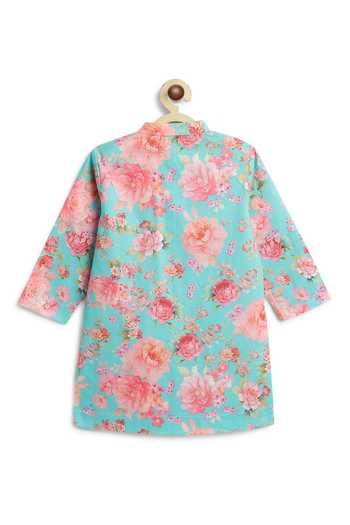 Buy_Tiber Taber_Sky Blue Cotton Floral Print Kurta And Pant Set 