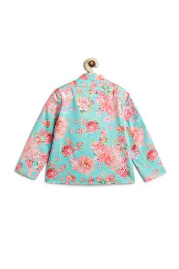 Shop_Tiber Taber_Blue Cotton Floral Print Bandhgala And Pant Set _at_Aza_Fashions