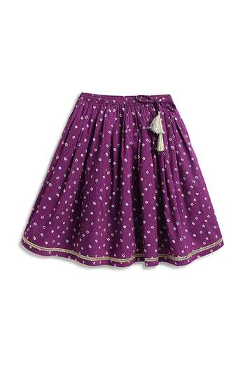 Tiber Taber_Purple Cotton, Viscose Bandhani Print Lehenga Set _at_Aza_Fashions