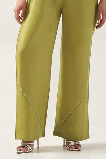 Buy_Savaaya_Green Linen Collared Neck The Botanica Shirt And Pant Co-ord Set _Online_at_Aza_Fashions
