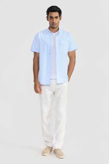 Perona_Sky Blue Cotton Joey Shirt _at_Aza_Fashions