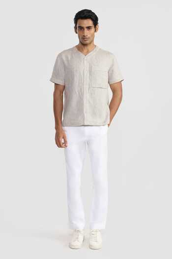 Buy_Perona_Grey Otto Plain Shirt _Online_at_Aza_Fashions