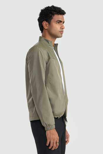 Shop_Perona_Olive Green Wilbur Solid Jacket _Online_at_Aza_Fashions