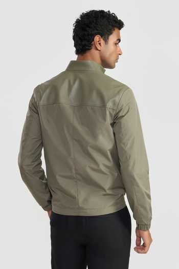 Shop_Perona_Olive Green Wilbur Solid Jacket _at_Aza_Fashions