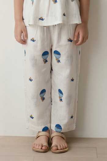 MR Brat_White Cotton Hot Air Balloon Peplum Top And Trouser Set _Online_at_Aza_Fashions