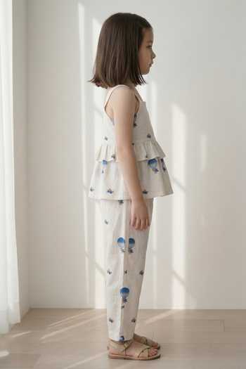 Shop_MR Brat_White Cotton Hot Air Balloon Peplum Top And Trouser Set _Online_at_Aza_Fashions