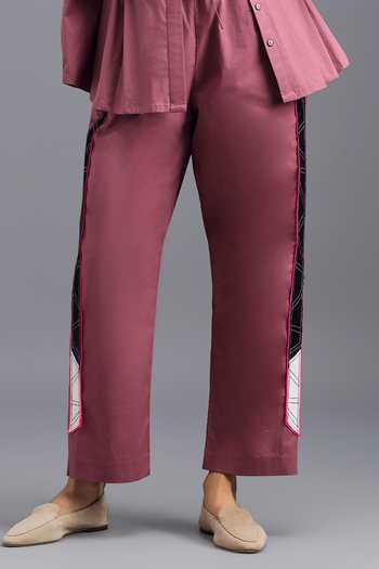 Shop_Deepika Arora_Pink Cotton Open Neck, Shirt And Pant Set 