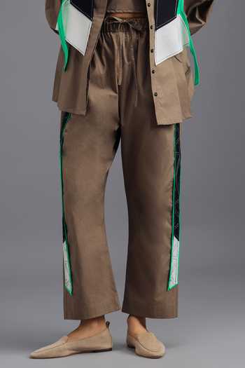 Deepika Arora_Brown Cotton Round Neck, Shirt And Pant Set _Online