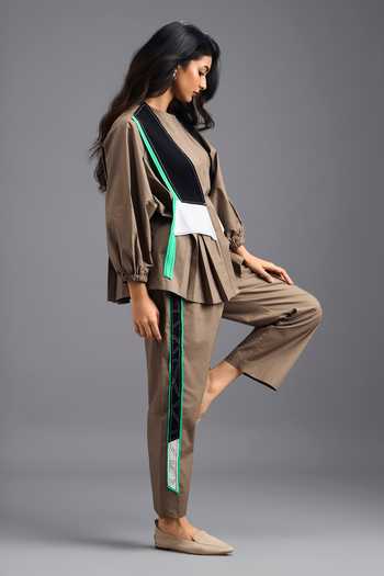 Buy_Deepika Arora_Brown Cotton Round Neck, Shirt And Pant Set _Online