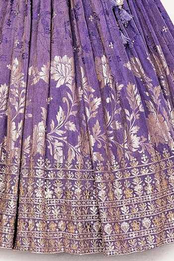 Jhambthreads_Purple Jacquard Zari Floral Pattern Gown _Online_at_Aza_Fashions