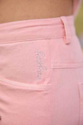 Shop_Kay Kay_Pink Denim Collared Neck Rosalia Tie-up Top And Pant Set 