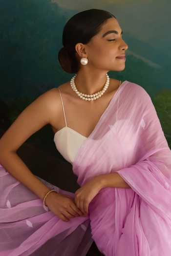 Amaara_Pink Handloom Cotton Pastel Saree With Running Blouse _Online_at_Aza_Fashions