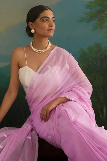 Buy_Amaara_Pink Handloom Cotton Pastel Saree With Running Blouse _Online_at_Aza_Fashions