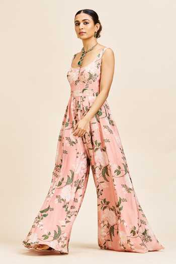 Buy_Issa Studio By Chetana & Swathi_Blush Amal Printed Silk Jumpsuit _Online_at_Aza_Fashions