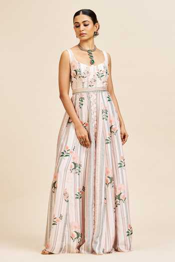 Buy_Issa Studio By Chetana & Swathi_Ivory Hanika Floral And Stripe Print Jumpsuit _at_Aza_Fashions