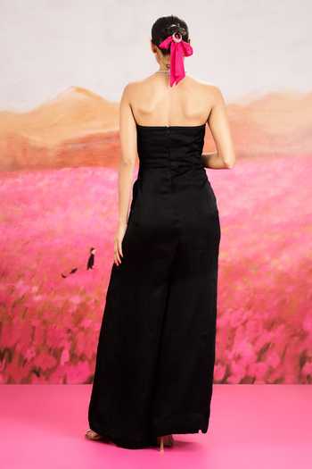 Shop_Issa Studio By Chetana & Swathi_Black Juliana Embroidered Draped Jumpsuit _at_Aza_Fashions