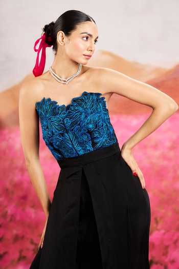 Buy_Issa Studio By Chetana & Swathi_Black Juliana Embroidered Draped Jumpsuit _Online_at_Aza_Fashions