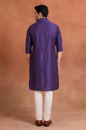 Shop_Raghavendra Rathore Jodhpur_Purple Cotton Regal Amaranth Kurta _at_Aza_Fashions