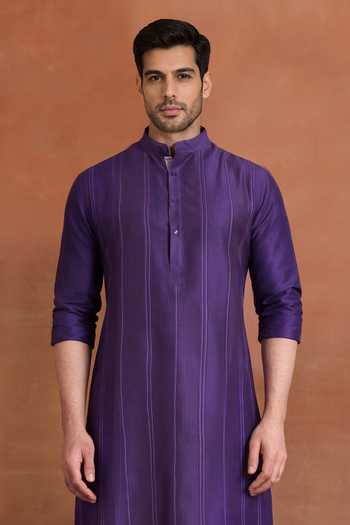 Buy_Raghavendra Rathore Jodhpur_Purple Cotton Regal Amaranth Kurta _Online_at_Aza_Fashions