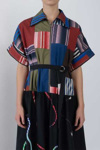 Buy_LEH STUDIOS_Black Cotton Collared Neck Sugo Abstract Pattern Dress 
