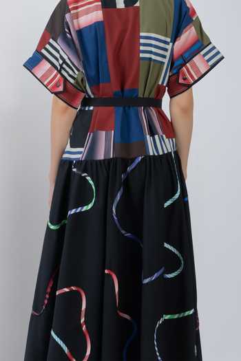 Shop_LEH STUDIOS_Black Cotton Collared Neck Sugo Abstract Pattern Dress 