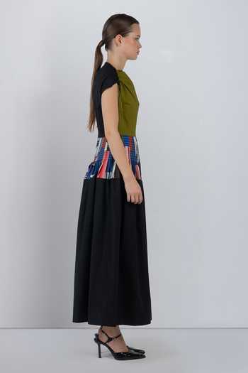Shop_LEH STUDIOS_Green Cotton Asymmetric Neck Zelda Dress _Online_at_Aza_Fashions