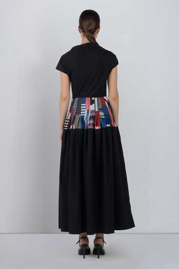 Shop_LEH STUDIOS_Green Cotton Asymmetric Neck Zelda Dress _at_Aza_Fashions