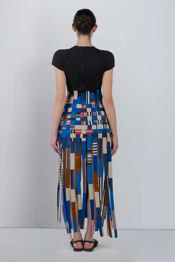 Shop_LEH STUDIOS_Black Cotton, Polyester Round Neck Tassel Work Midi Dress _at_Aza_Fashions