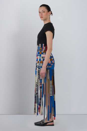 LEH STUDIOS_Black Cotton, Polyester Round Neck Tassel Work Midi Dress _Online_at_Aza_Fashions