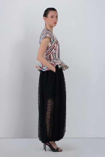 LEH STUDIOS_Black Viscose, Polyester Lace Work Balloon Pant _Online_at_Aza_Fashions
