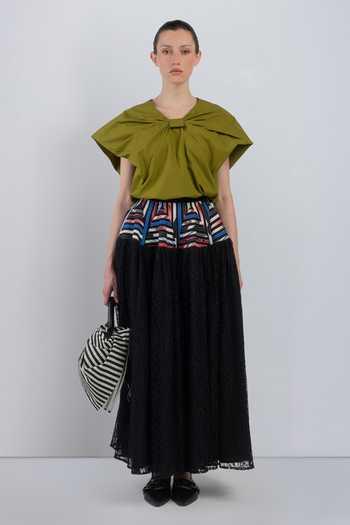 Buy_Leh Studios_Black Viscose, Polyester Pagoda Peplum Skirt _at_Aza_Fashions
