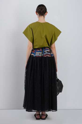 Shop_Leh Studios_Black Viscose, Polyester Pagoda Peplum Skirt _at_Aza_Fashions