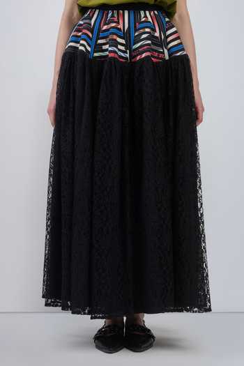 Buy_Leh Studios_Black Viscose, Polyester Pagoda Peplum Skirt 