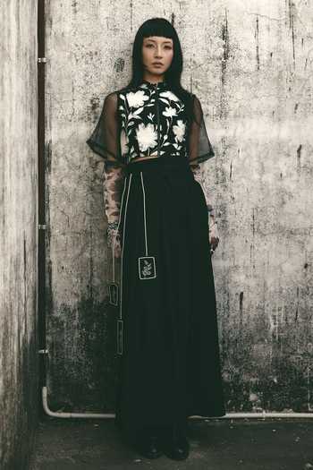 Shop_Atbw_Black Silk Satin Bookmark Pleated Skirt _Online_at_Aza_Fashions
