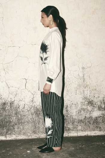 Buy_Atbw_Black Silk Satin Bloom Barrel Striped Pant _Online_at_Aza_Fashions