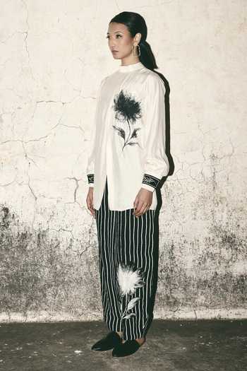 Shop_Atbw_Black Silk Satin Bloom Barrel Striped Pant _Online_at_Aza_Fashions