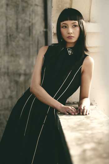 Atbw_Black Silk Satin Collared Neck Linear Detailing Dress _Online_at_Aza_Fashions