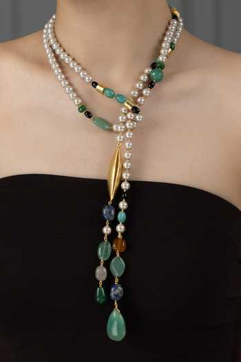 Shop_Joules by Radhika_Multi Color Tamira Layered Necklace _at_Aza_Fashions