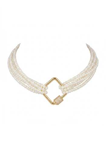 Shop_Joules by Radhika_White Nivika Pearl Choker Necklace _at_Aza_Fashions