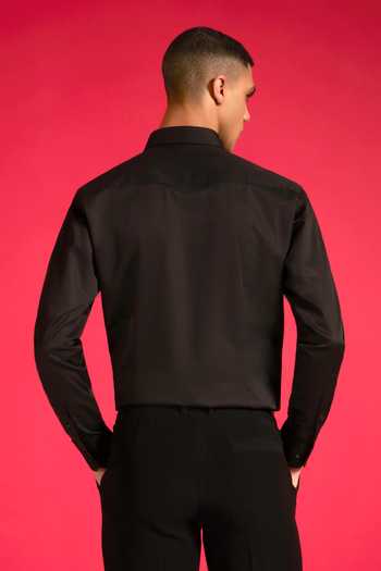 Shop_Philocaly_Black Cotton Nova Smocked Yoke Shirt _at_Aza_Fashions