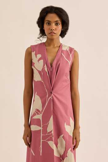 Buy_Kharakapas_Pink Dalia Floral Print Layered Jumpsuit _Online_at_Aza_Fashions