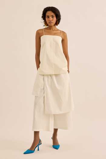 Shop_Kharakapas_Ivory Muslin Casper Draped Layered Pant _Online_at_Aza_Fashions