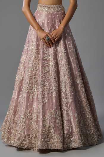Buy_Vedant G_Lavender Organza, Tissue Sweetheart Neck Cutdana Embroidered Lehenga Set _Online_at_Aza_Fashions