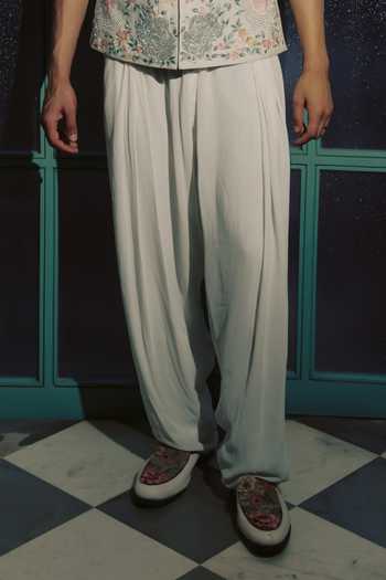 Varun Bahl_Ivory Modal, Dupion Aura Embroidered Nehru Jacket _Online_at_Aza_Fashions