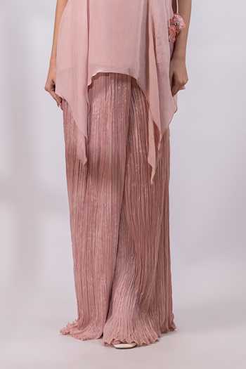 Buy_Smriti By Anju Agarwal_Pink Chinon Round Neck Whispers Of Spring Top And Pant Set _Online_at_Aza_Fashions