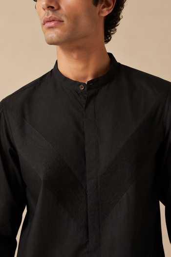 Buy_Mayank Modi - Men_Black Cotton Charcoal Sovereign Shirt _Online_at_Aza_Fashions