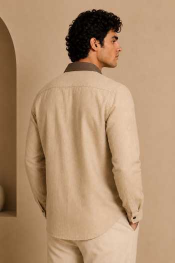 Shop_Mayank Modi - Men_Brown Cotton Smoked Almond And Cacao Shirt _at_Aza_Fashions