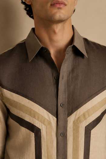 Buy_Mayank Modi - Men_Brown Cotton Smoked Almond And Cacao Shirt _Online_at_Aza_Fashions