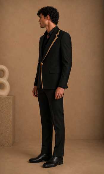 Buy_Mayank Modi - Men_Black Silk, Cotton Maple Drizzle Float Blazer _at_Aza_Fashions