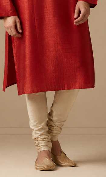 Shop_Mayank Modi - Men_Rust Bemberg, Silk Patterned Yoke Kurta Set _Online_at_Aza_Fashions